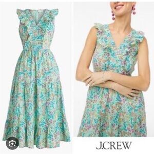 J. Crew Blue Sleeveless V-Neck Maxi Sundress
